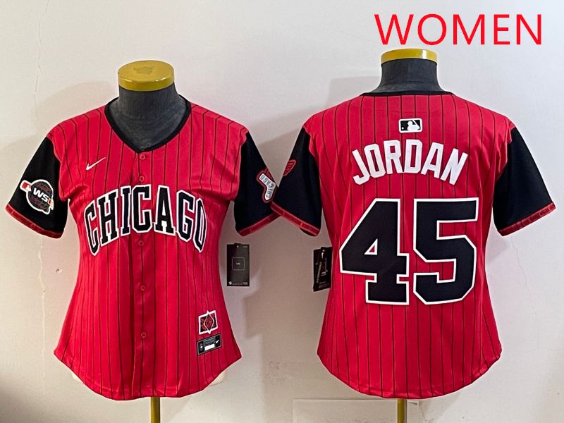 Women 2025 Chicago White Sox #45 Jordan Red Joint Name Nike MLB Jersey style 10->women mlb jersey->Women Jersey